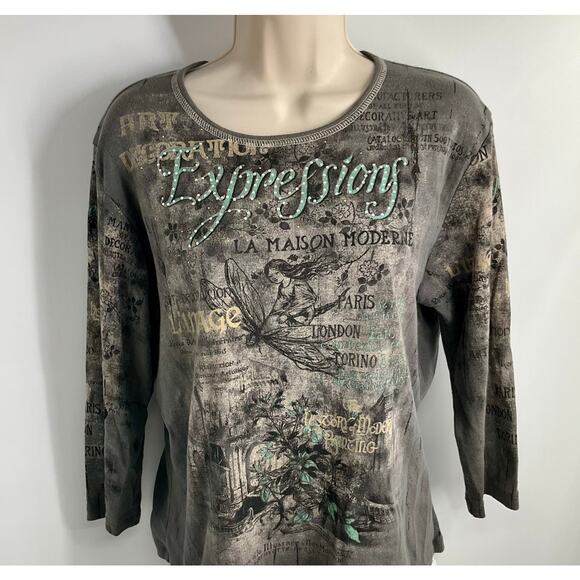 CACTUS Vintage 90s Y2K Top Whymsigoth Fairy Paris La Maison Art XL Made in USA - Picture 9 of 9